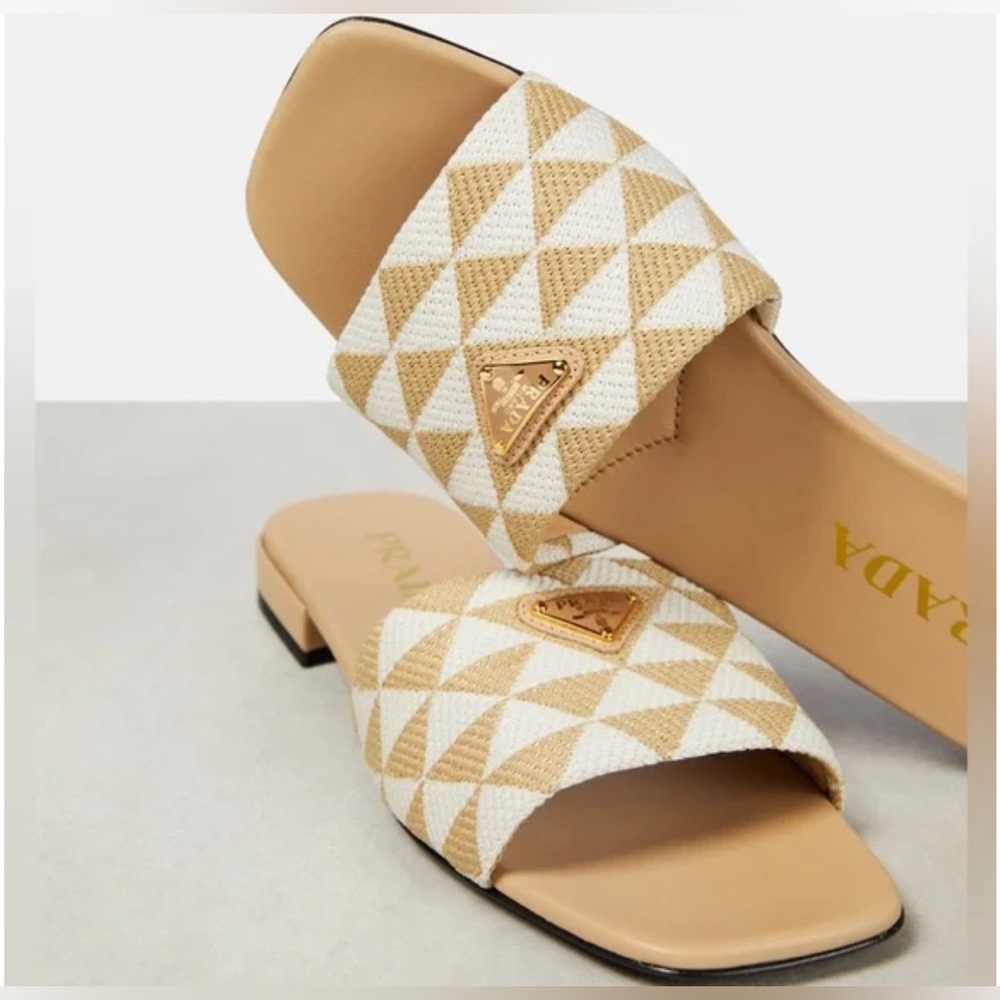 Prada
Embroidered fabric slides